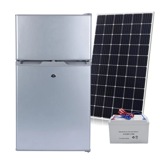 High-Quality DC 12/24V Solar Refrigerator – Multiple Sizes with Top Freezer & Cooling Fan