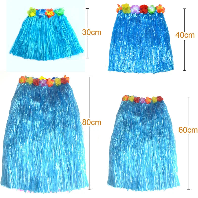 Hawaiian Grass Skirt for Kids – Hula Dance Party Costume, Flamingo Aloha Luau Theme Party Supplies, Hawaiian Party Favors