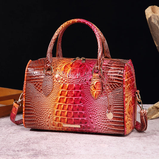 The Ombre Crocodile Embossed Boston Handbag