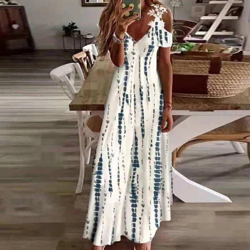 Women's White Lace Suspender Maxi Dress