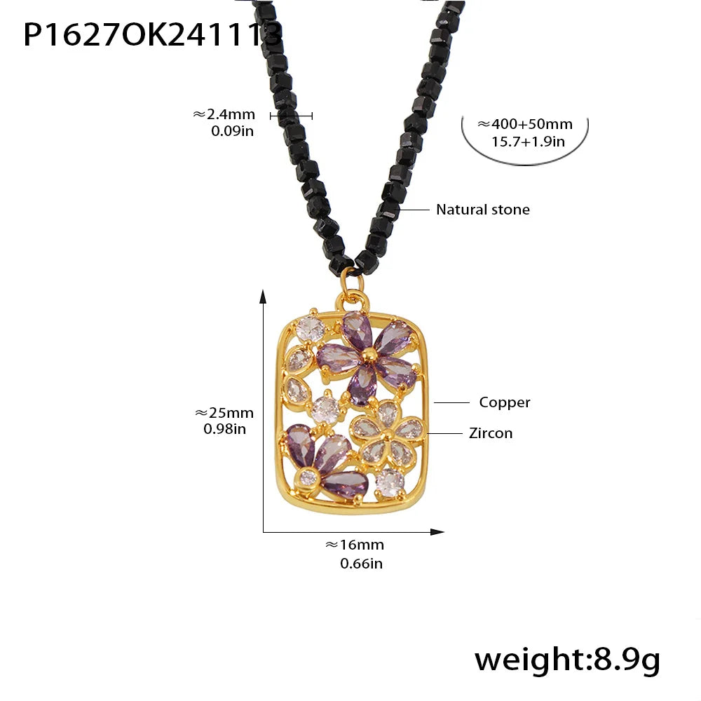 Elegant Colorful Nature Stone Flower Necklace