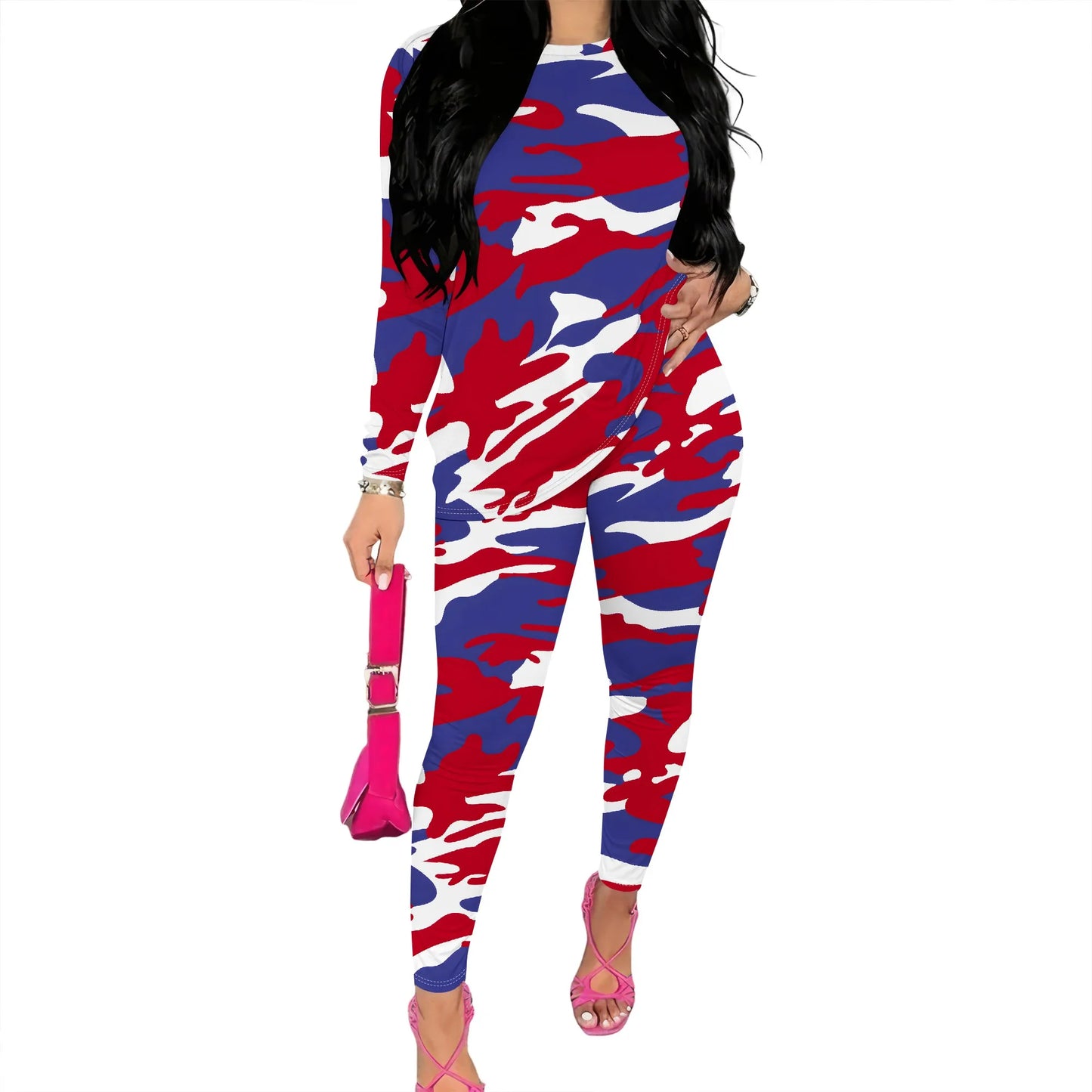 Women’s Long Sleeve 3D Camouflage Print Two-Piece Set