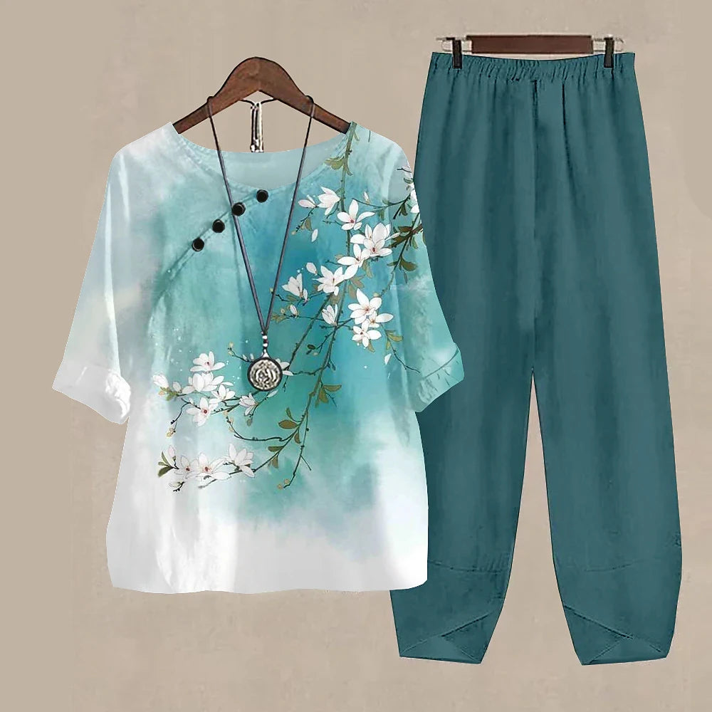 Women’s 2-Piece Pants & T-Shirt Set – Y2K Fashion Vibes