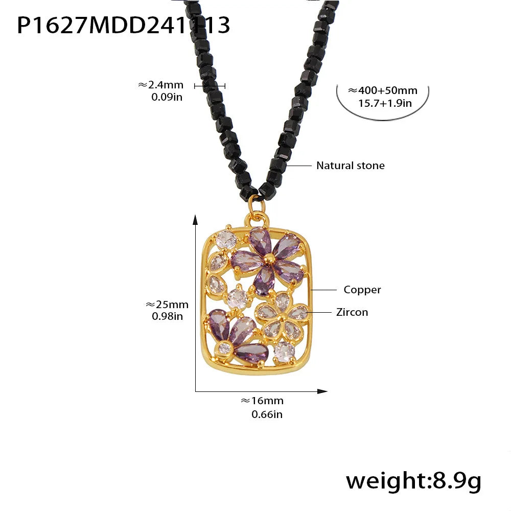 Elegant Colorful Nature Stone Flower Necklace