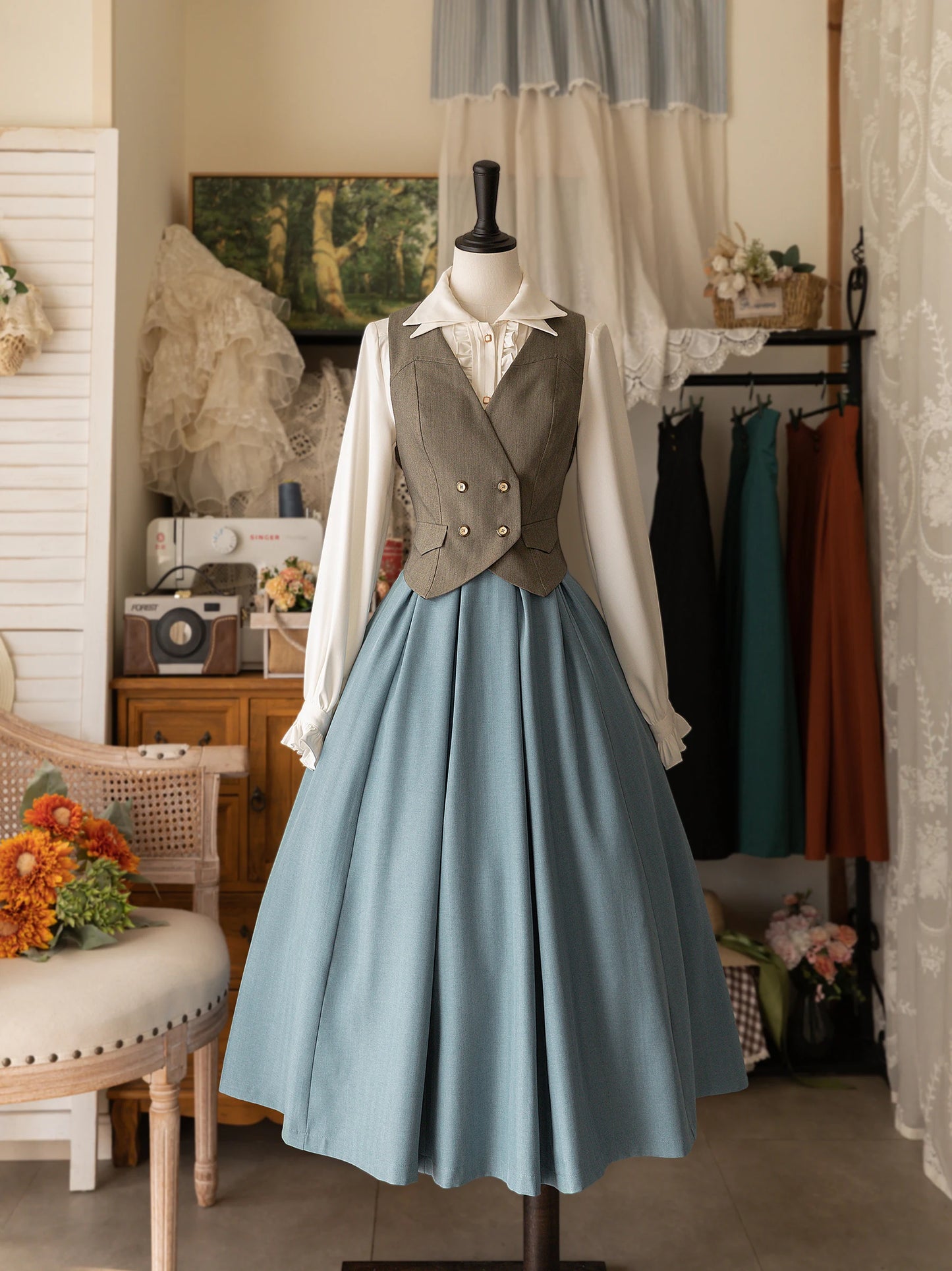 Elegant High-Waisted Ankle-Length Skirt – Original Classical Design