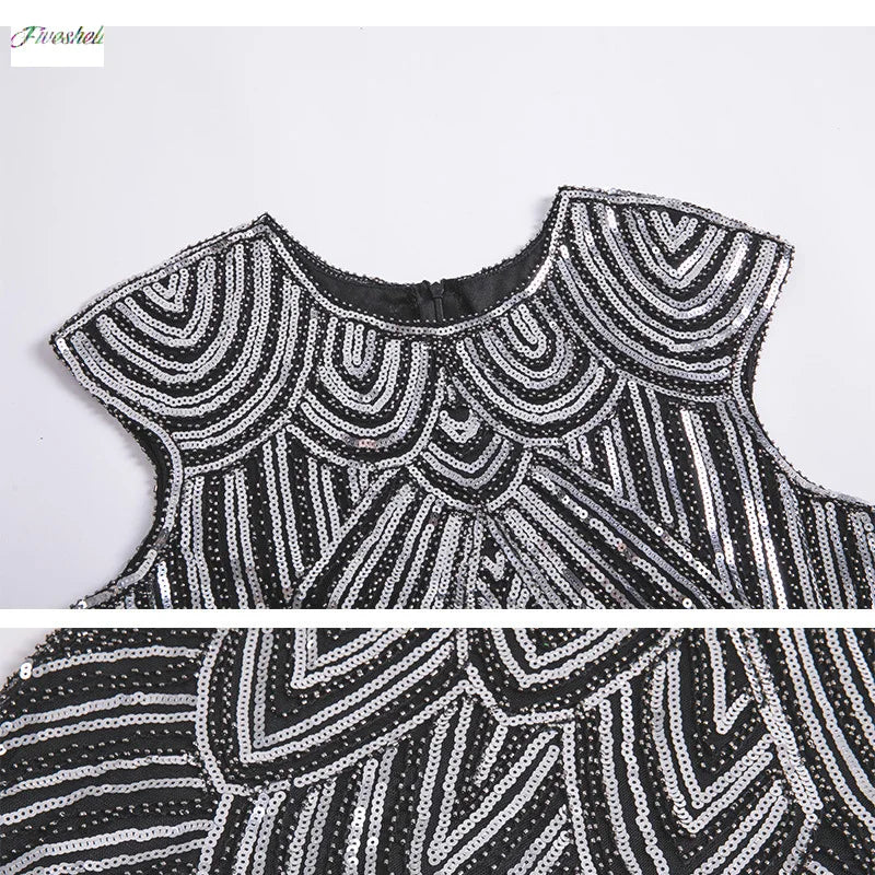 Women's 1920s Vintage Gatsby Long Skirt Flapper Dress