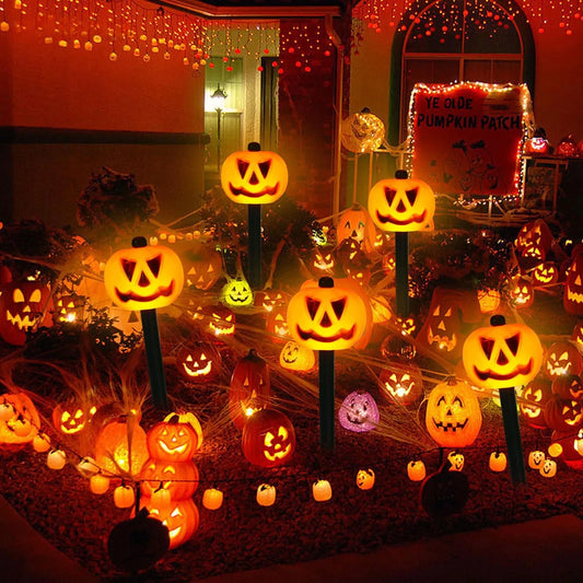 5PCS Solar Halloween Pumpkin & Ghost Pathway Lights – Waterproof Outdoor Garden Decorations