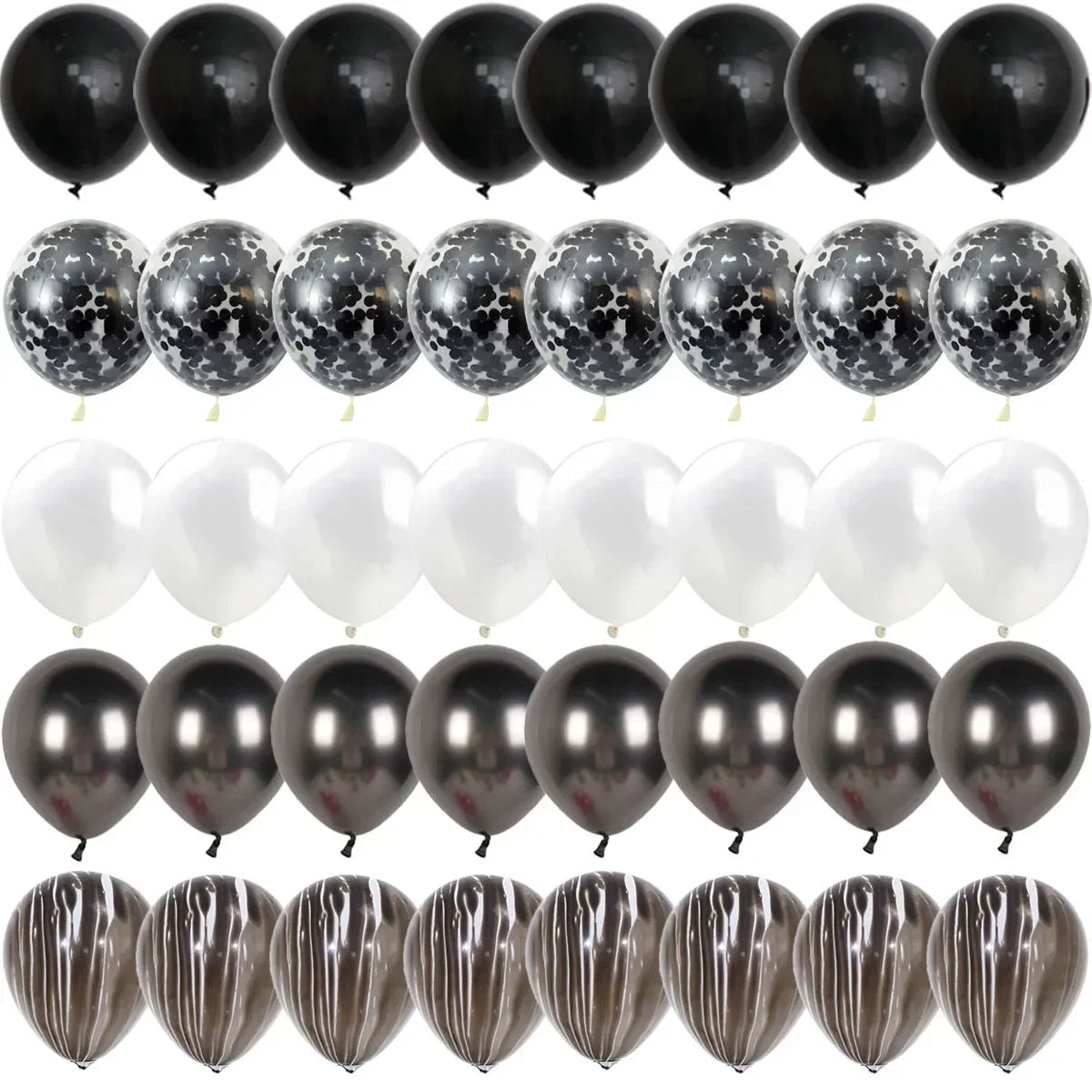 Black Metal Latex Confetti Balloons for 30th, 40th & 50th Birthday Celebrations