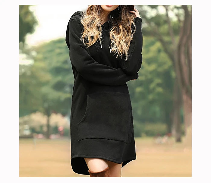 Women’s Oversized Hoodie Dress – Korean Pop Style Casual Long Sweatshirt