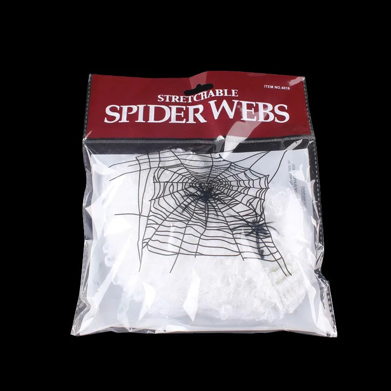 Halloween Spider Web Decoration with Artificial Spider – Stretchy Cobweb for Haunted House, Gothic Home Decor & Spooky Halloween Party