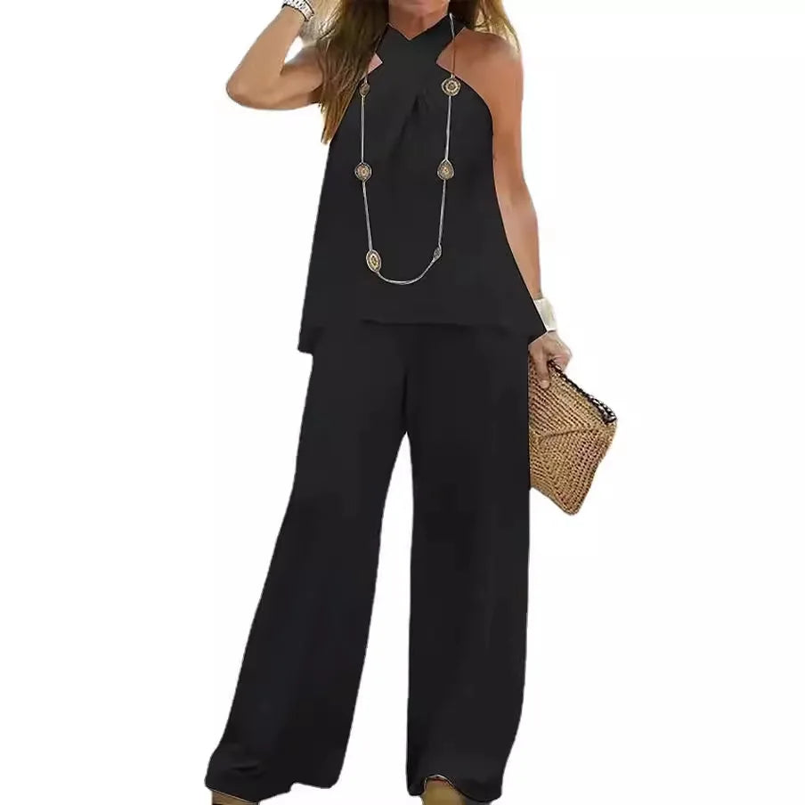 Fashion Women's Halter Neck Two-Piece Suit