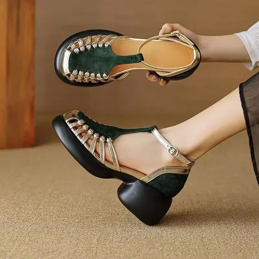 2025 New Summer Women's Low-Heeled Roman Sandals