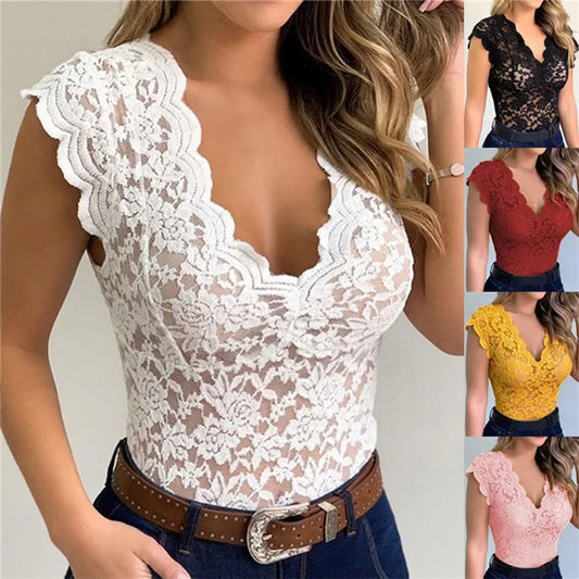 Women’s Lace V-Neck Camisole Tank Top – Sexy Summer Bralette Vest