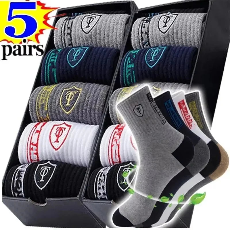 10 Pairs Breathable Cotton Sports Socks for Men – Bamboo Fiber Autumn & Winter Business Socks