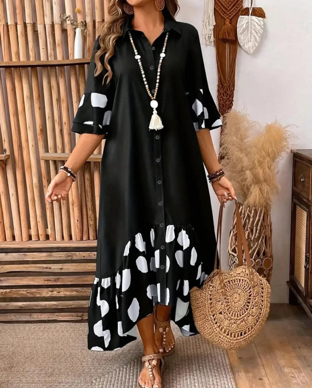 Elegant Polka Dot Printed Dress for Women