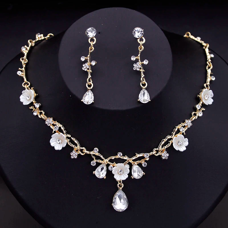 Gorgeous Crystal Bridal Jewelry Set – Luxury Flower Choker & Earrings