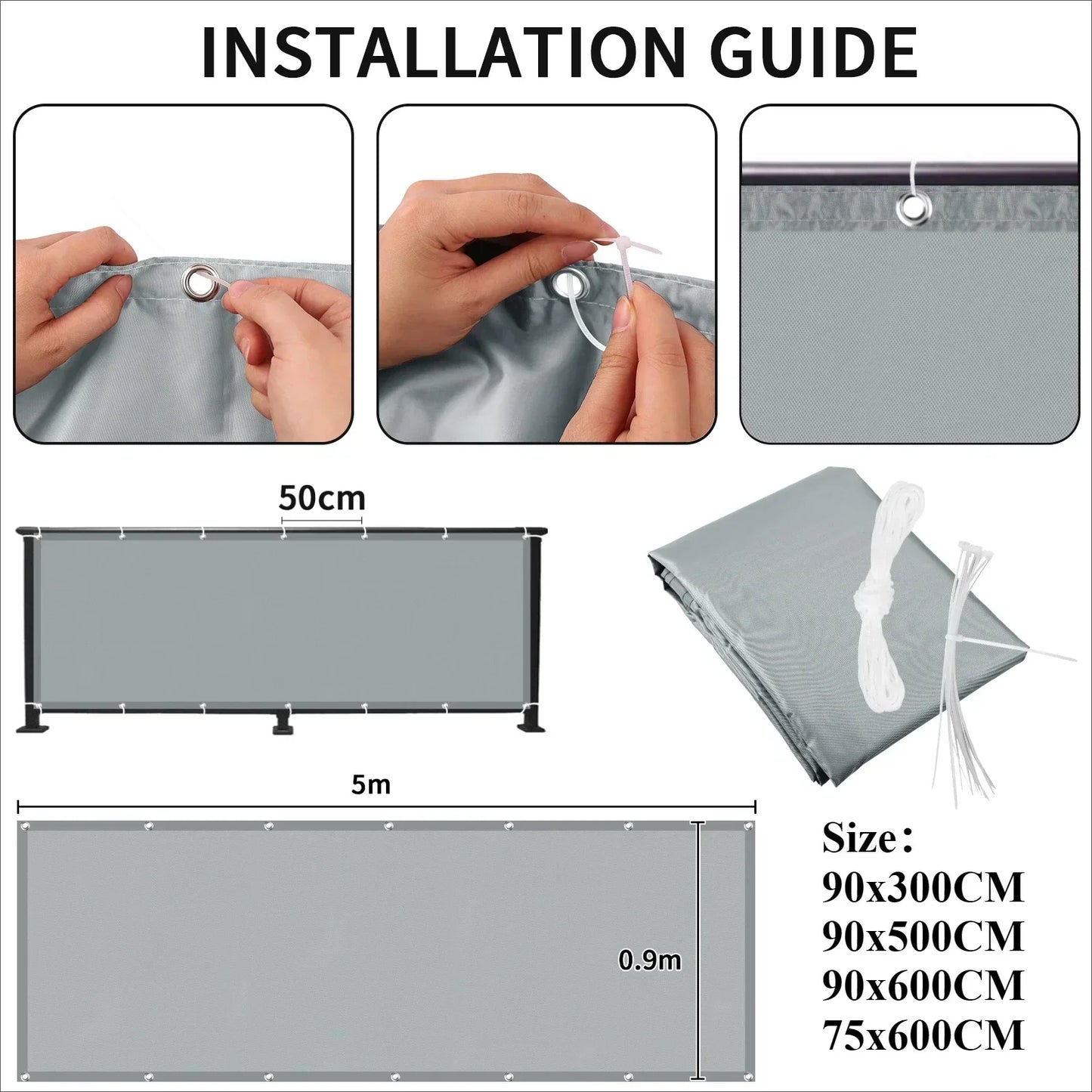 Balcony Privacy Screen Fence Cover – UV Protection, Waterproof & Weatherproof Windscreen