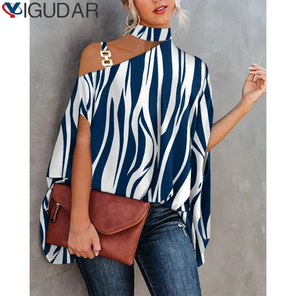 Casual Floral Batwing Sleeve Blouse for Women – Loose Summer Fashion Top
