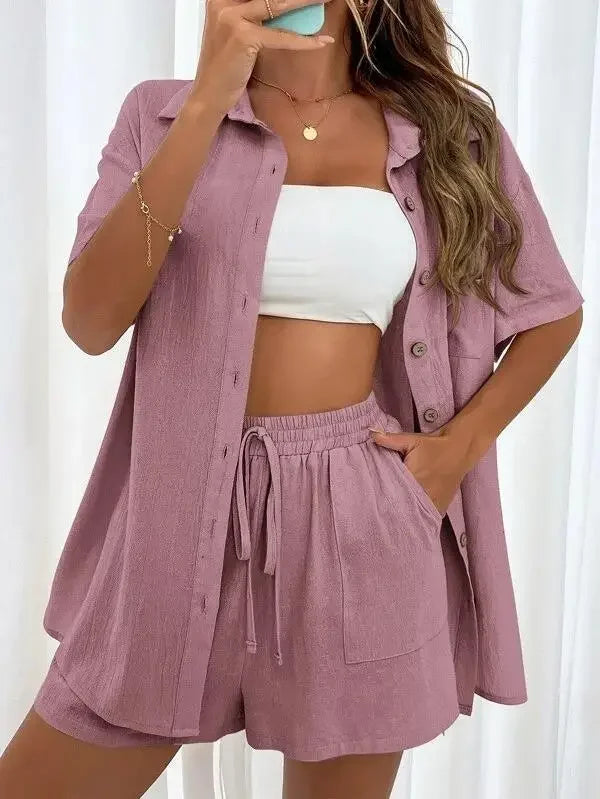 Stay Cool & Stylish This Summer – Women's Cotton Linen Two-Piece Set