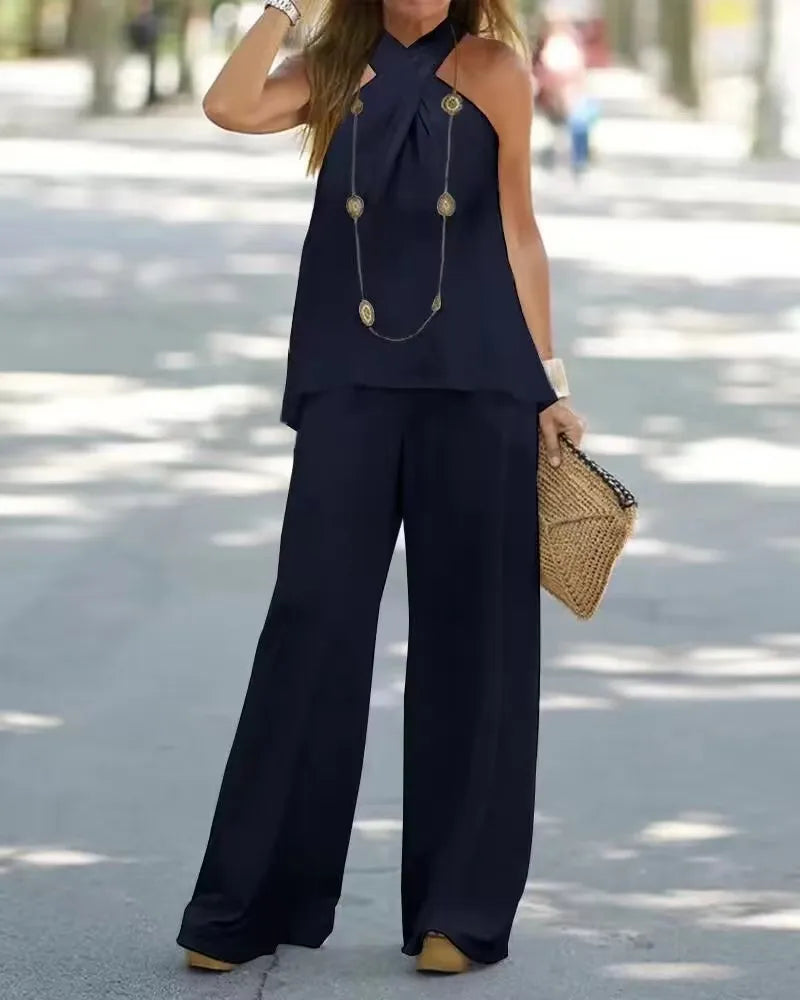 Fashion Women's Halter Neck Two-Piece Suit