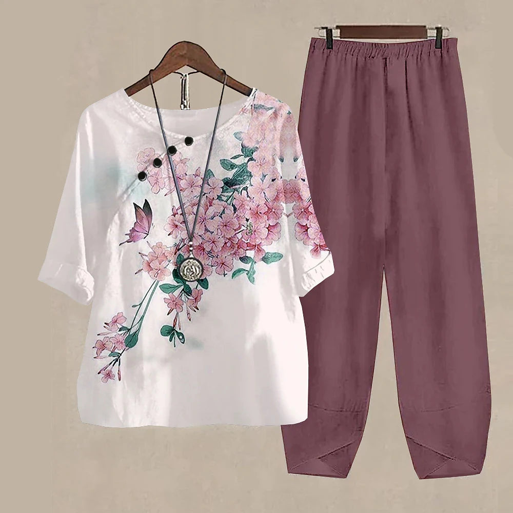 Women’s 2-Piece Pants & T-Shirt Set – Y2K Fashion Vibes