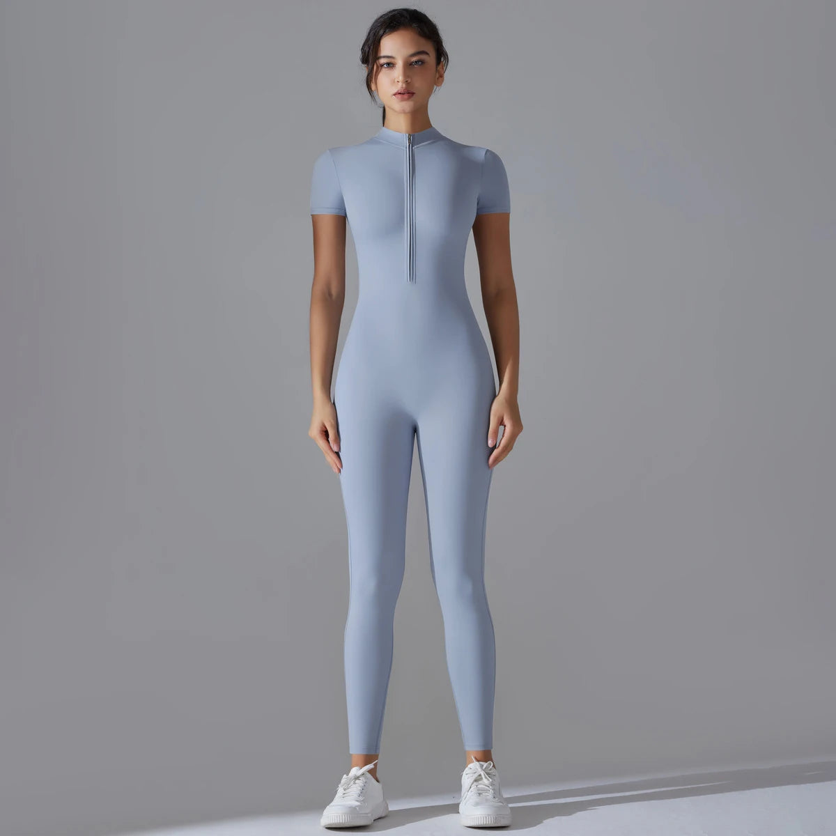 Women's Naked-Feel Short Sleeve Yoga Jumpsuit – Quick-Dry Breathable Fitness Bodysuit