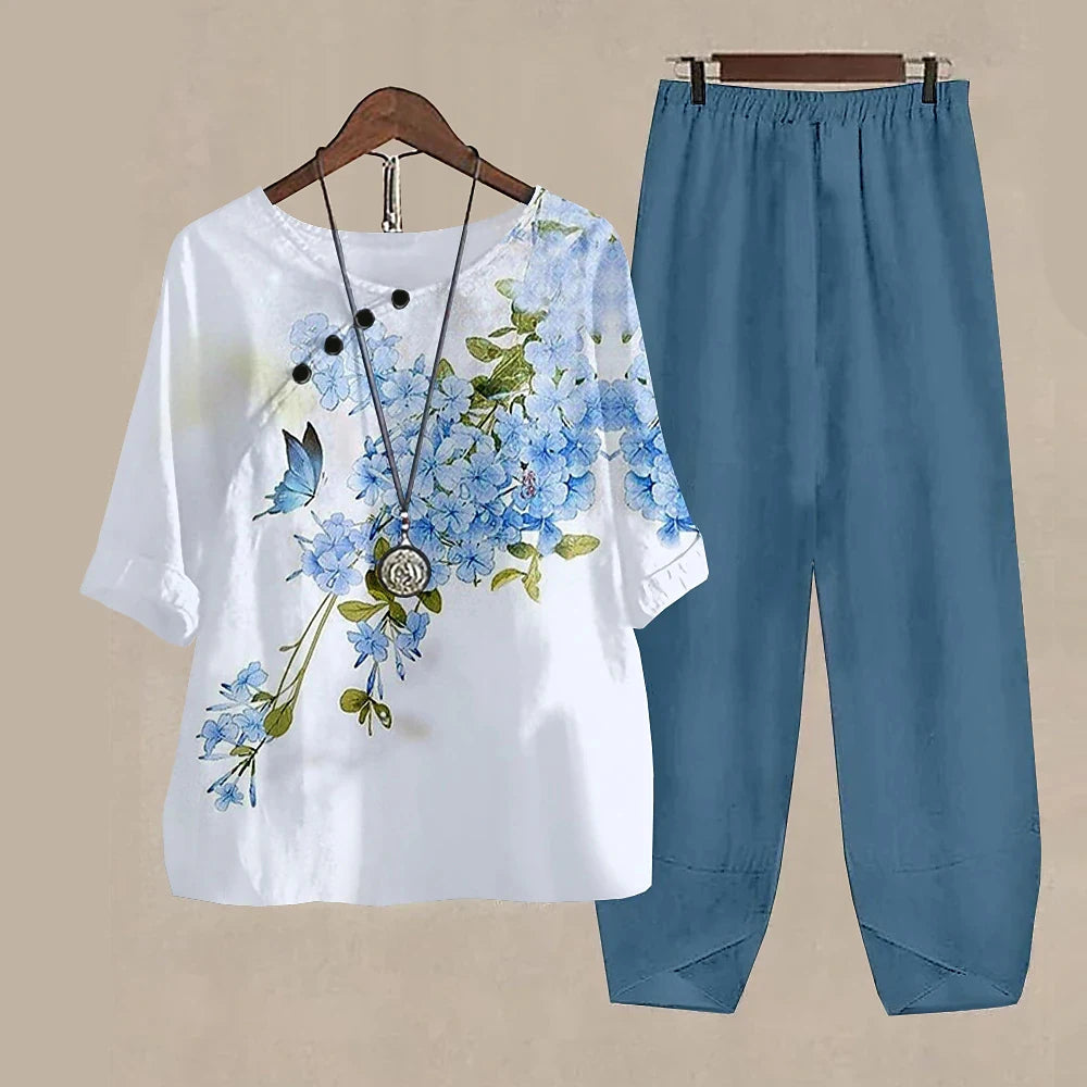 Women’s 2-Piece Pants & T-Shirt Set – Y2K Fashion Vibes