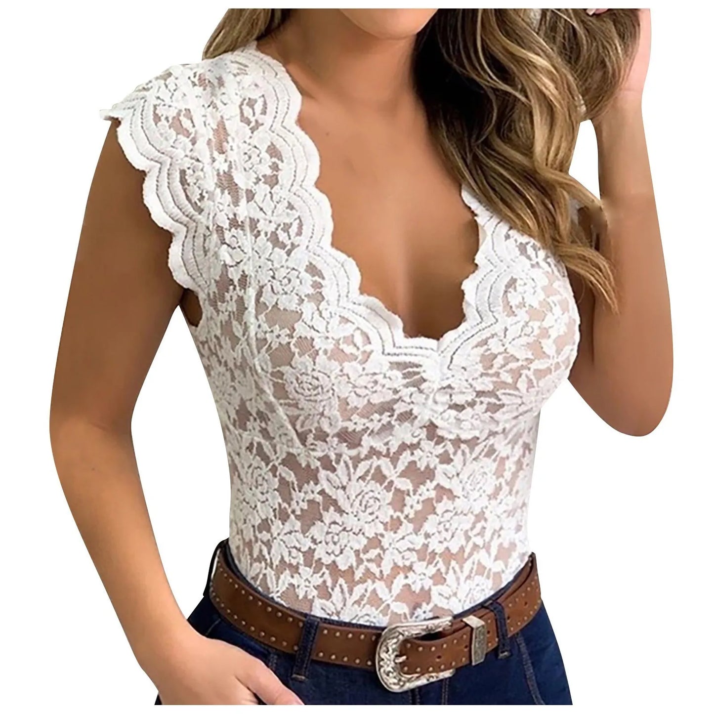 Women’s Lace V-Neck Camisole Tank Top – Sexy Summer Bralette Vest