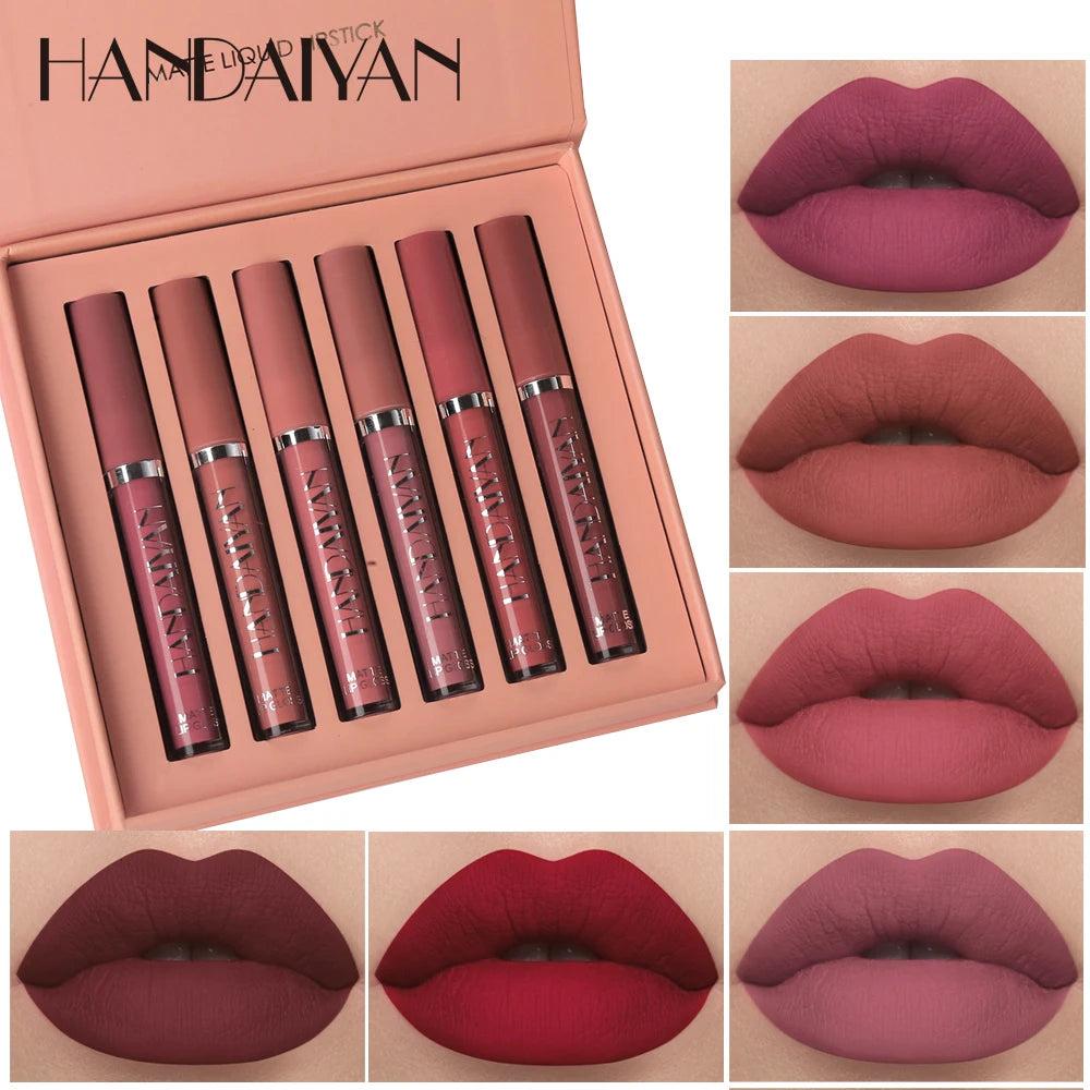 HANDAIYAN Set of 6 Non-Stick Liquid Lipsticks in Cup Packaging