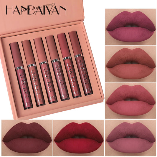 HANDAIYAN Set of 6 Non-Stick Liquid Lipsticks in Cup Packaging