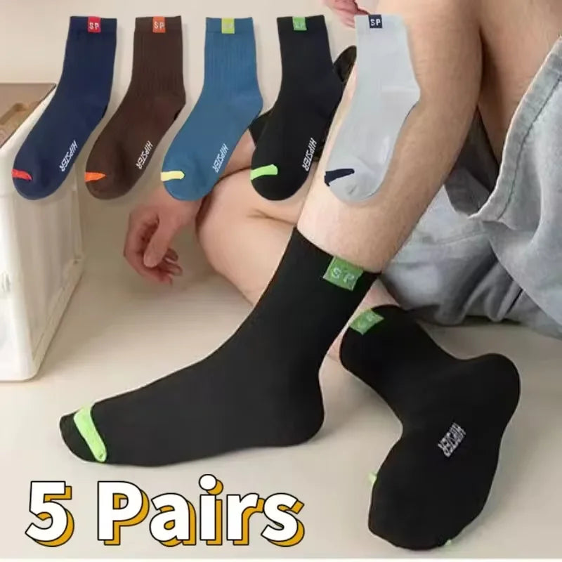 10 Pairs Breathable Cotton Sports Socks for Men – Bamboo Fiber Autumn & Winter Business Socks