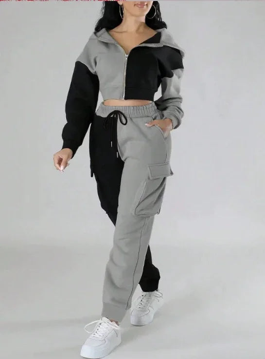 Women’s Loose Two-Piece Hoodie Tracksuit – Autumn/Winter Set