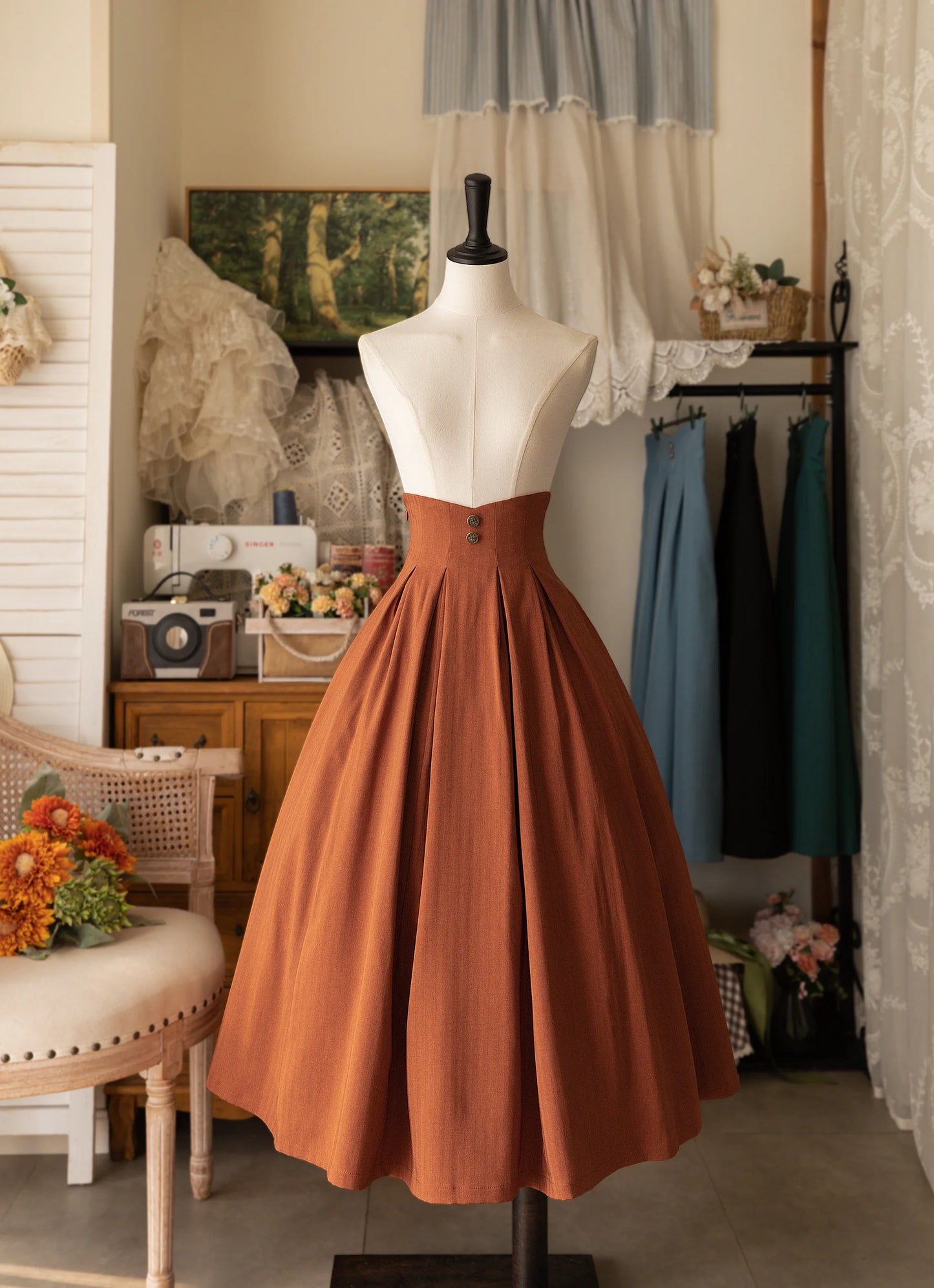 Elegant High-Waisted Ankle-Length Skirt – Original Classical Design