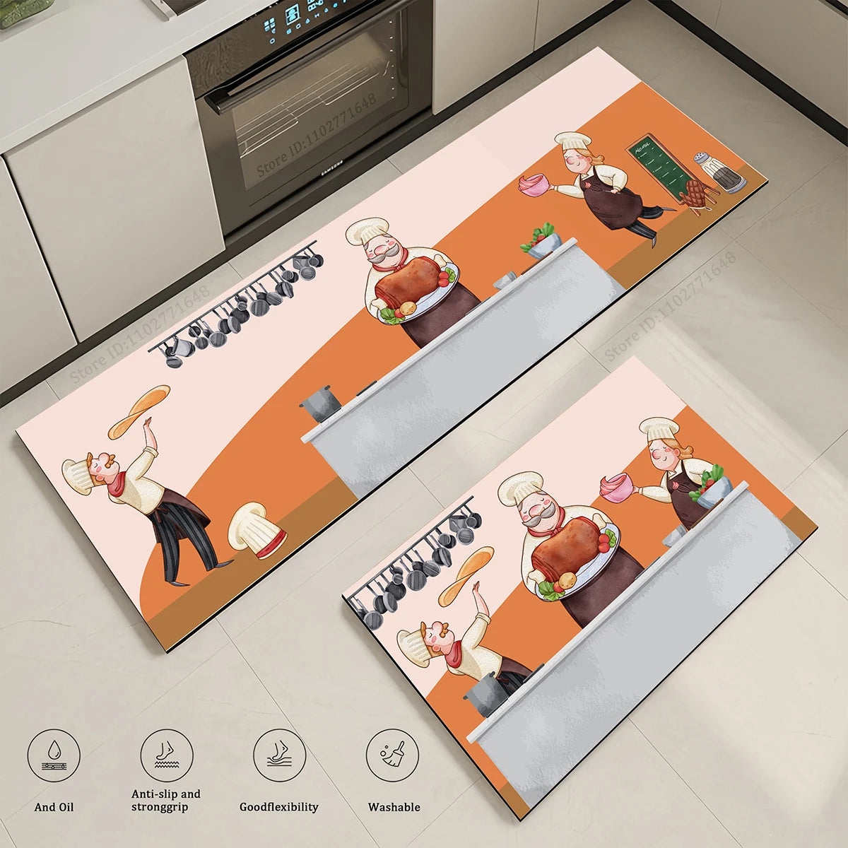 Kitchen Corner Cartoon Chef Pattern Absorbent Doormat
