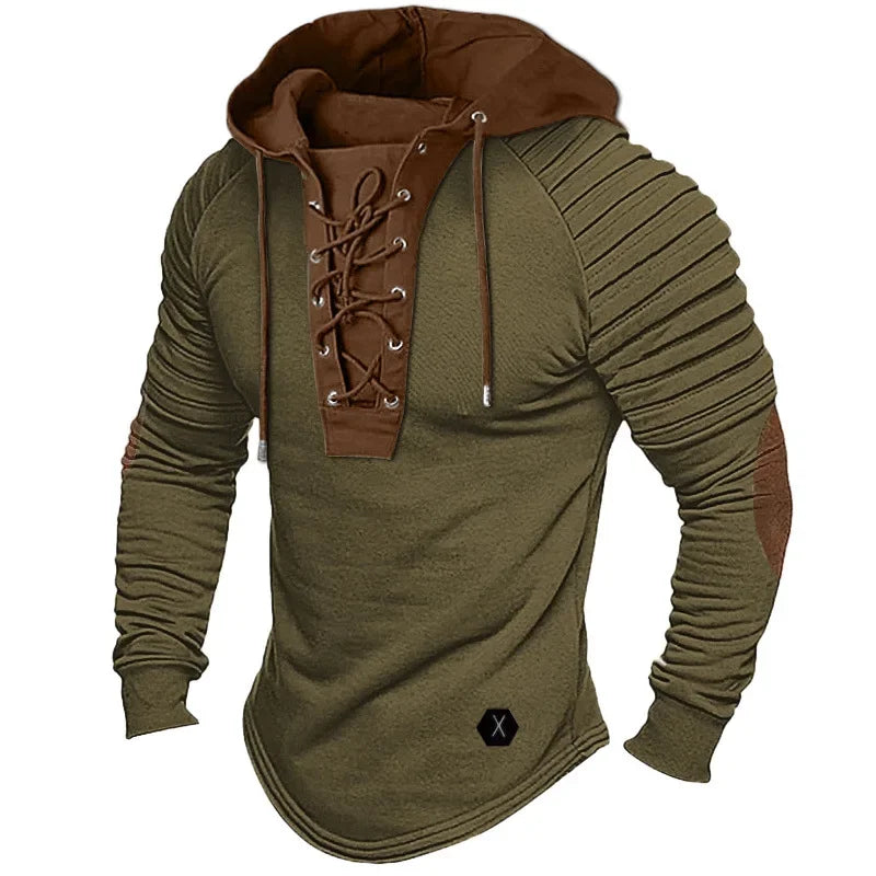 Men’s Muscle Fit Hoodie T-Shirt – Solid Color Streetwear Top