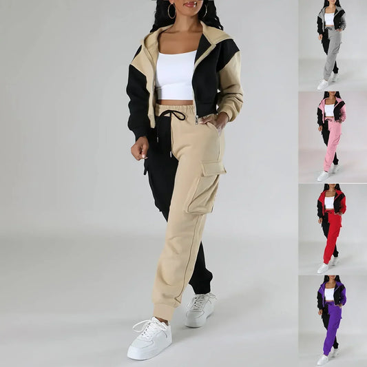 Women’s Loose Two-Piece Hoodie Tracksuit – Autumn/Winter Set