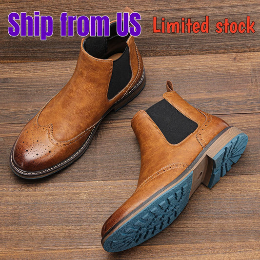 Brogue Chelsea Men Leather Boots