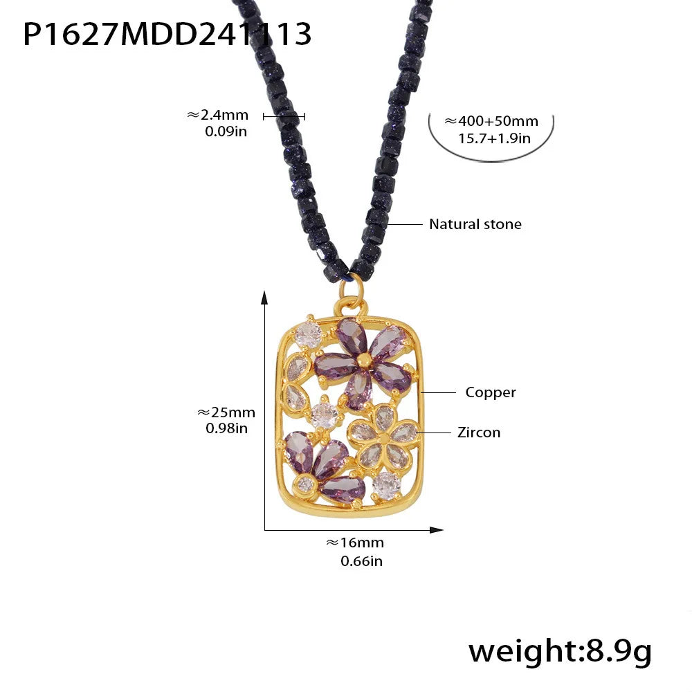 Elegant Colorful Nature Stone Flower Necklace