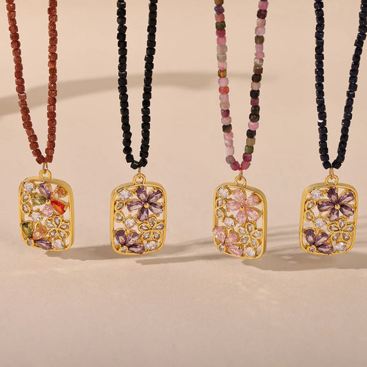 Elegant Colorful Nature Stone Flower Necklace