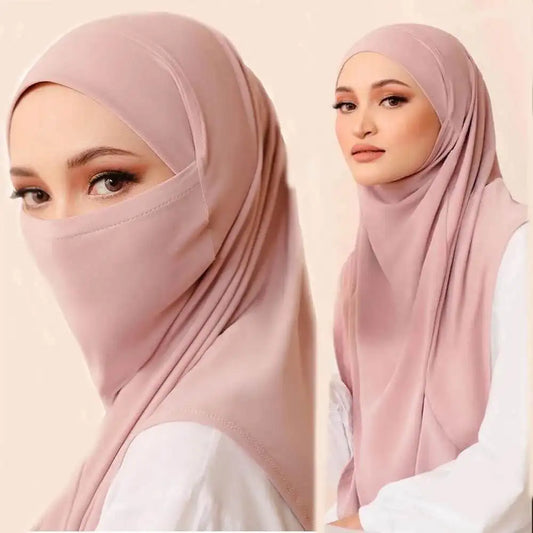 Malaysian Solid Modal Jersey Instant Hijab with Strap – Casual Headscarf for Muslim Women