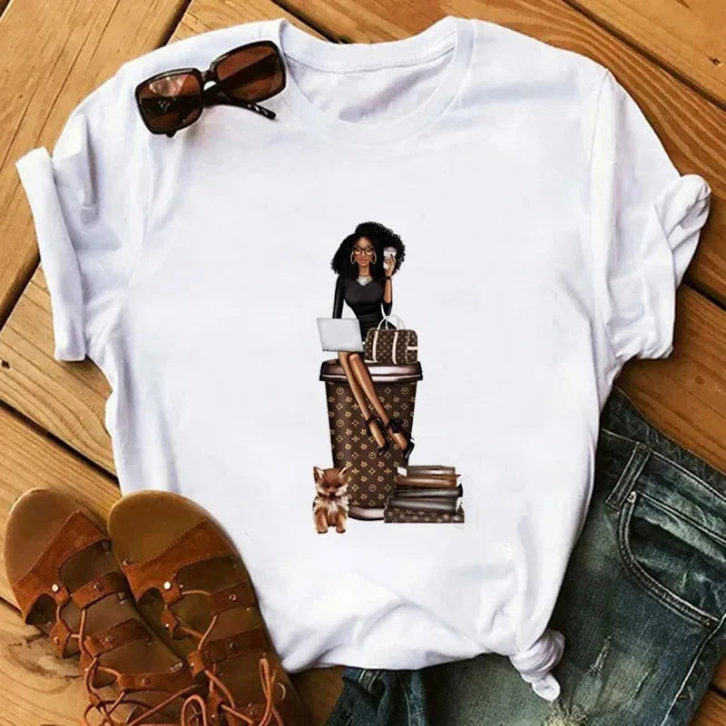 Women's Harajuku Cartoon Graphic T-Shirt – Summer Casual Short Sleeve O-Neck Tee