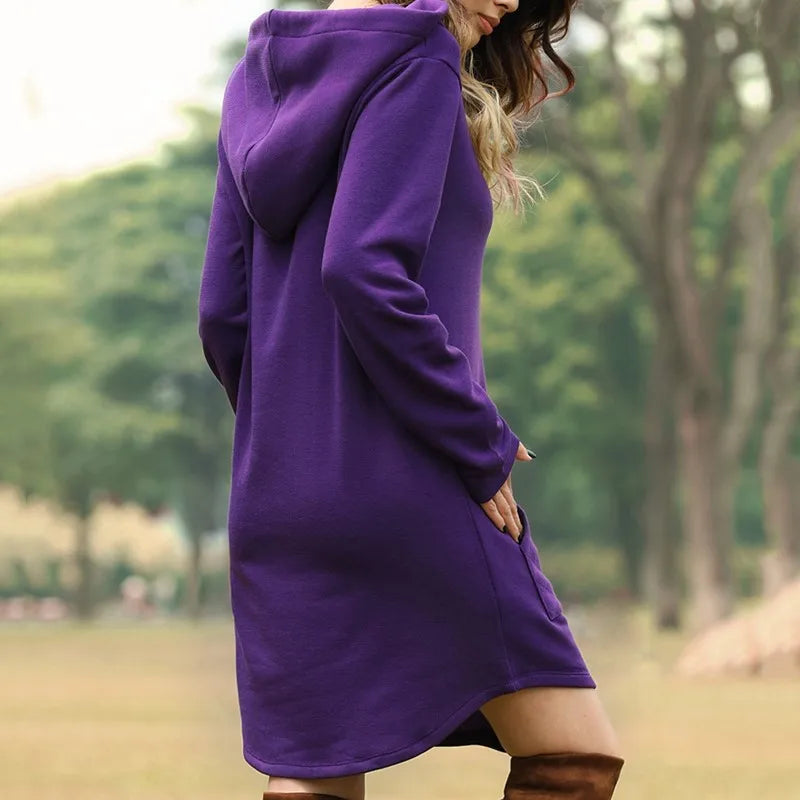 Women’s Oversized Hoodie Dress – Korean Pop Style Casual Long Sweatshirt