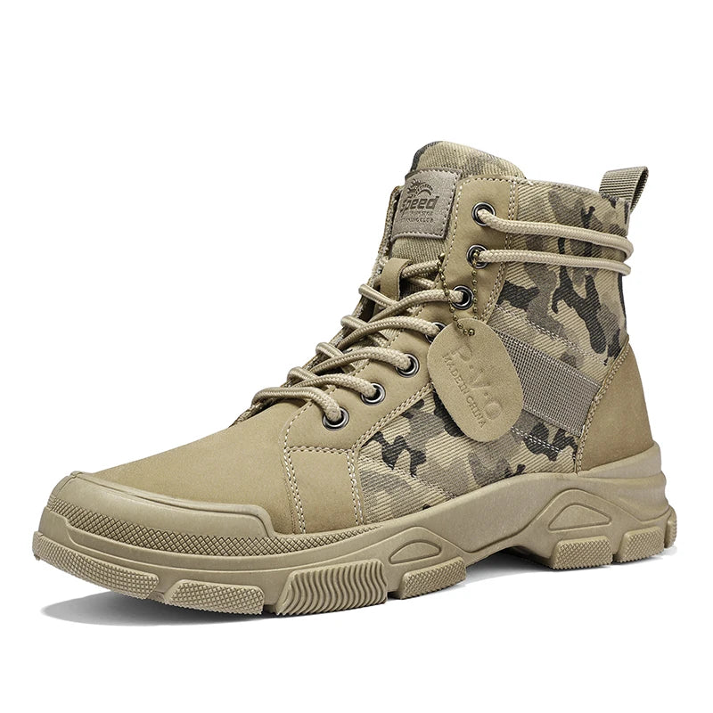 Men's Canvas Boots – New Autumn/Winter Plus Velvet High-Top Warm Casual Outdoor Boots (Camouflage Style)