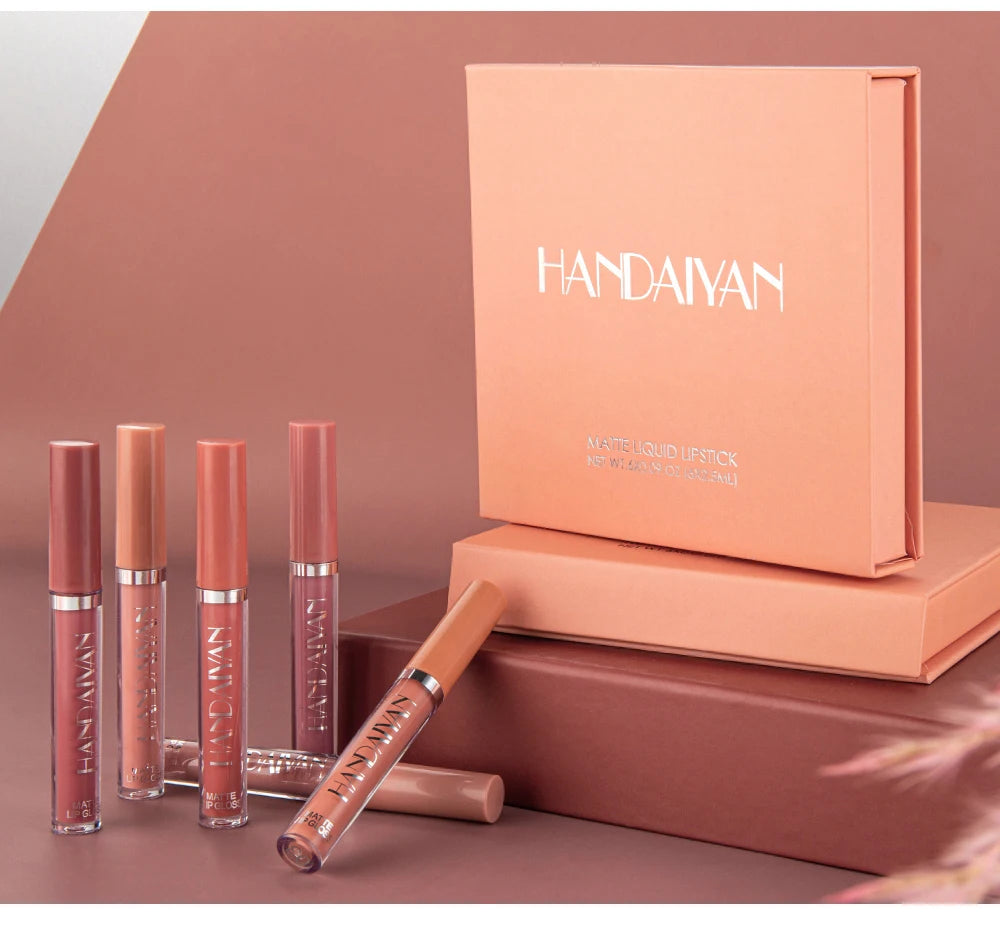 HANDAIYAN Set of 6 Non-Stick Liquid Lipsticks in Cup Packaging