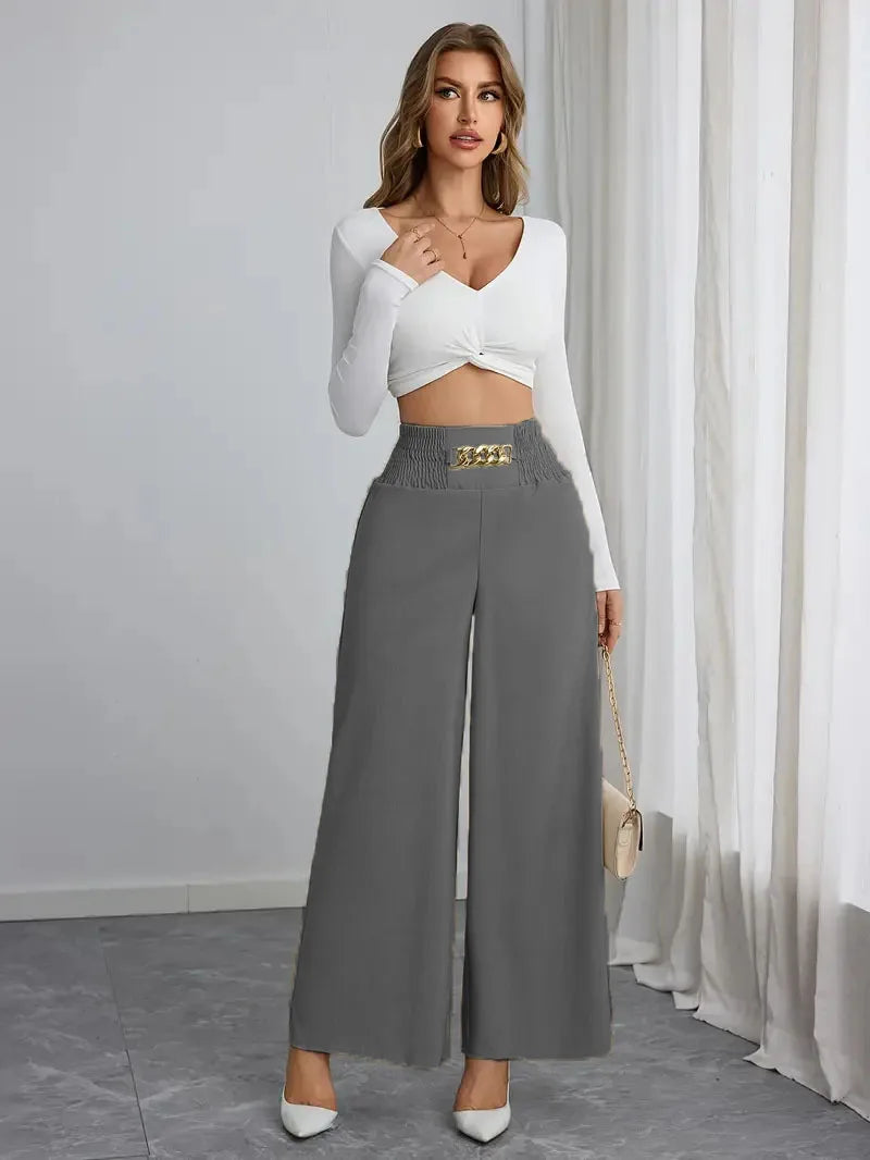 Elevate Your Style with Our New Women's High-Waist Wide-Leg Trousers