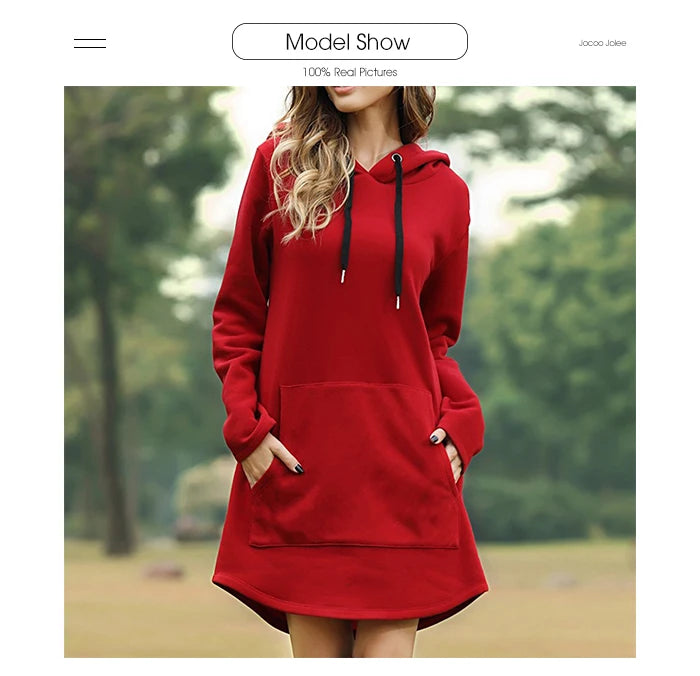 Women’s Oversized Hoodie Dress – Korean Pop Style Casual Long Sweatshirt