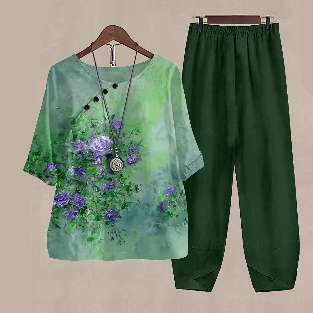 Women’s 2-Piece Pants & T-Shirt Set – Y2K Fashion Vibes