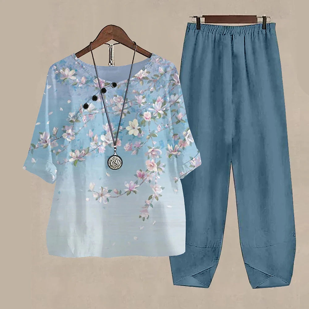Women’s 2-Piece Pants & T-Shirt Set – Y2K Fashion Vibes