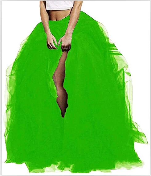 Women’s Tutu Long Skirt – Front Split Layered Tulle Puffy Skirts