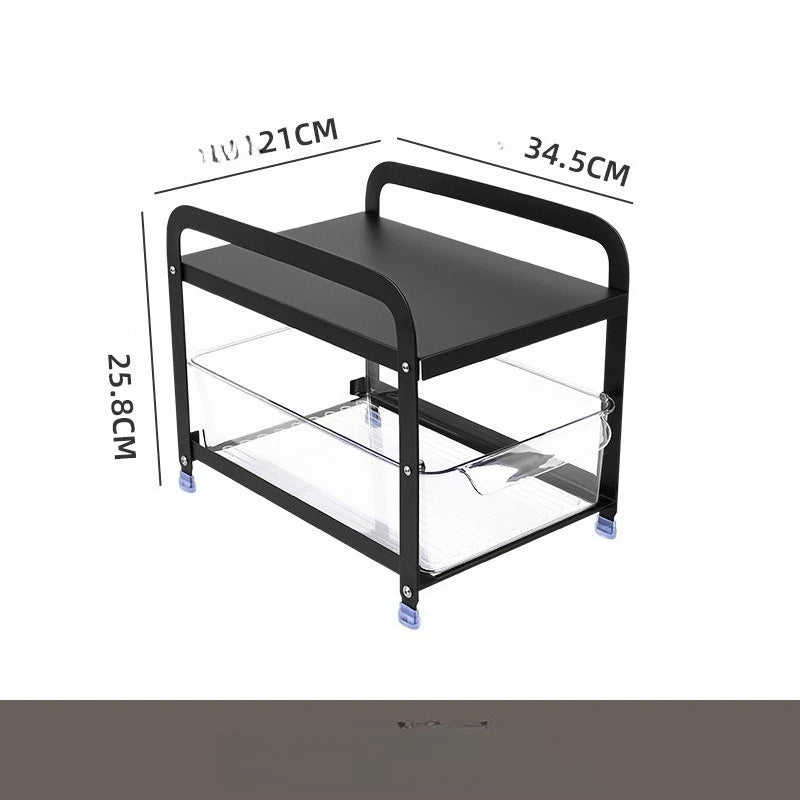 Kitchen Sink Storage Rack, Metal Storage Cabinet Storage Rack, Double-layer Pull-out Storage Rack Under Counter